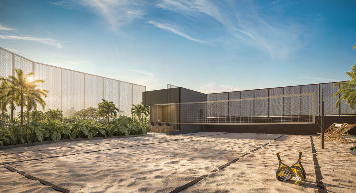 Quadra de areia para esportes e lazer